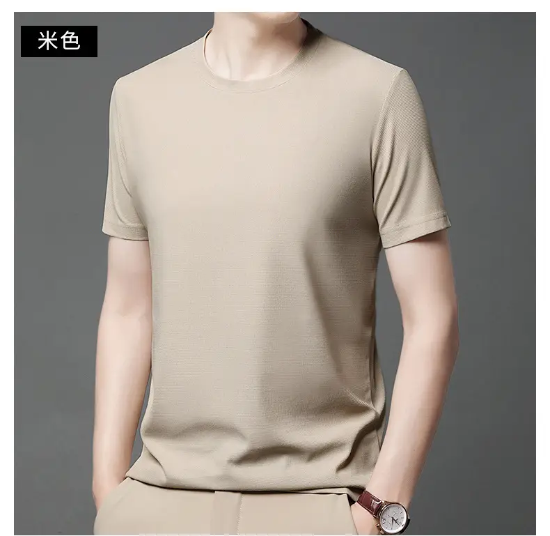 Men Navy Crossbody Crewneck T-Shirt Short Sleeve — feature 31