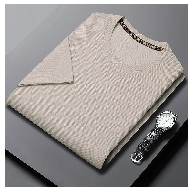 Men Navy Crossbody Crewneck T-Shirt Short Sleeve — feature 34