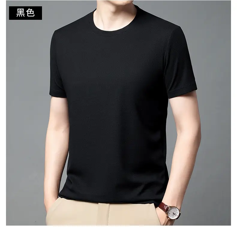 Men Navy Crossbody Crewneck T-Shirt Short Sleeve — feature 35