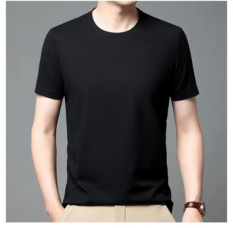 Men Navy Crossbody Crewneck T-Shirt Short Sleeve — feature 36