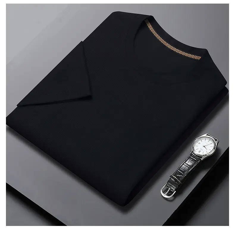 Men Navy Crossbody Crewneck T-Shirt Short Sleeve — feature 38