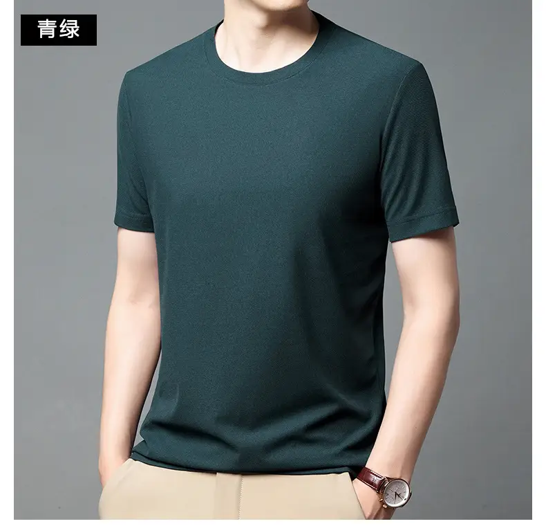 Men Navy Crossbody Crewneck T-Shirt Short Sleeve — feature 40