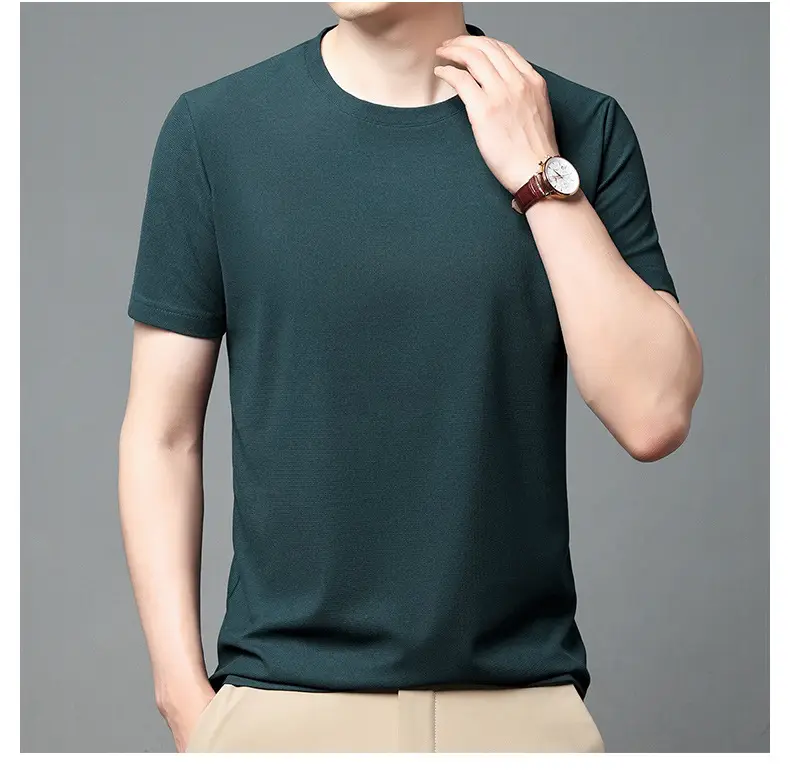Men Navy Crossbody Crewneck T-Shirt Short Sleeve — feature 41