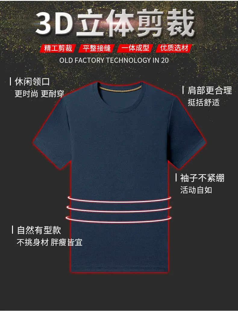 Men Navy Crossbody Crewneck T-Shirt Short Sleeve — feature 6