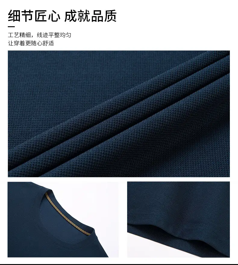 Men Navy Crossbody Crewneck T-Shirt Short Sleeve — feature 7