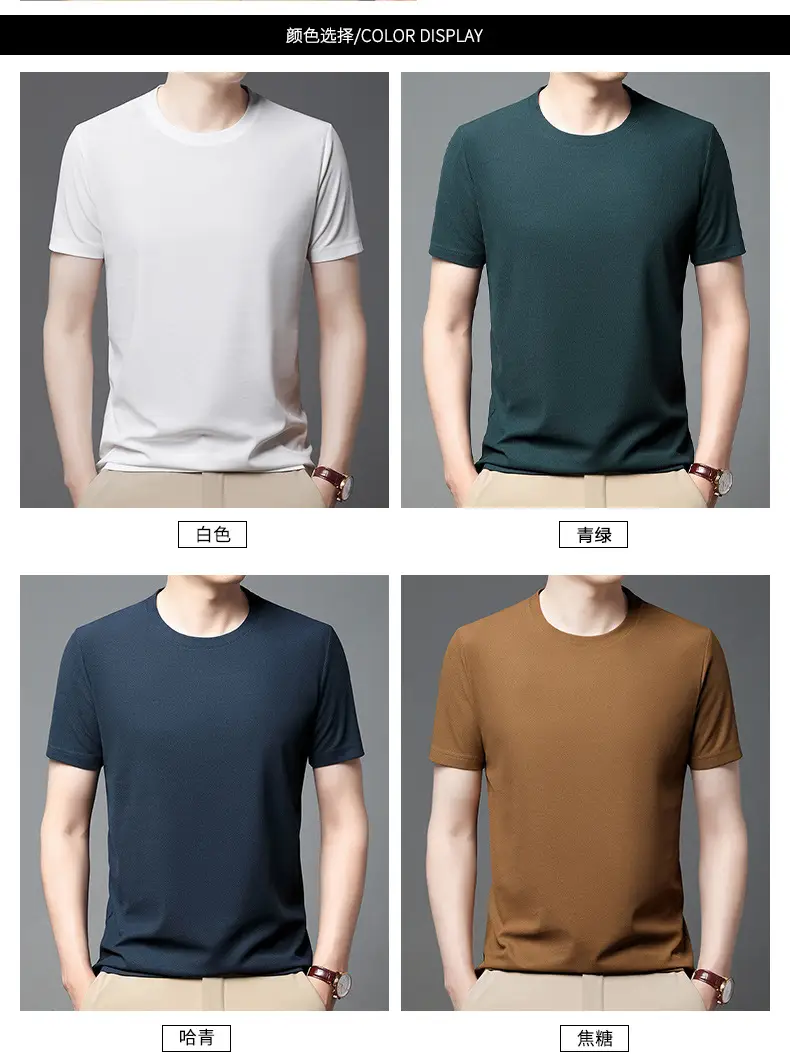 Men Navy Crossbody Crewneck T-Shirt Short Sleeve — feature 9