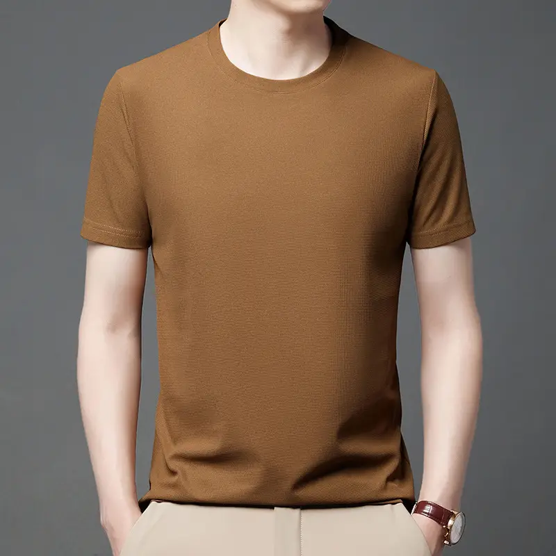Men Navy Crossbody Crewneck T-Shirt Short Sleeve