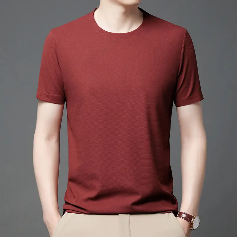 Men Navy Crossbody Crewneck T-Shirt Short Sleeve