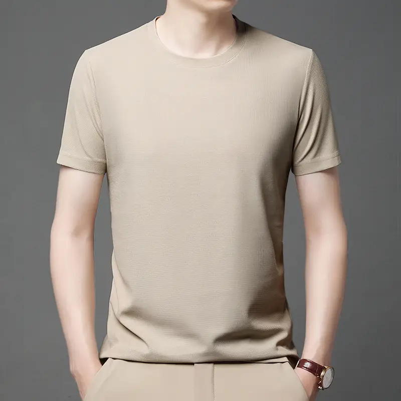 Men Navy Crossbody Crewneck T-Shirt Short Sleeve