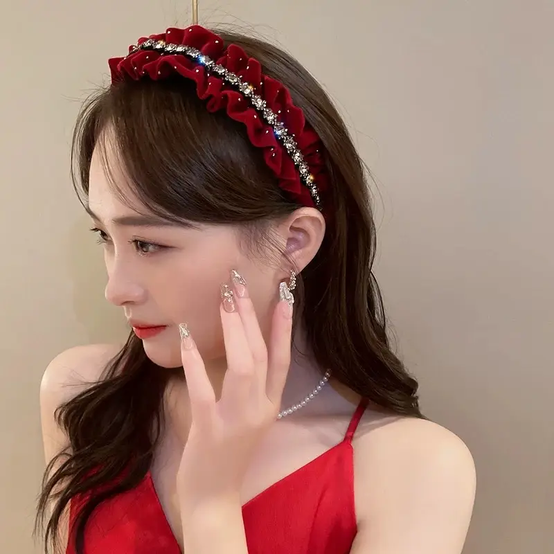 Wide Pleated Hair Band 6cm Black Cranial Top for Women - Image 68