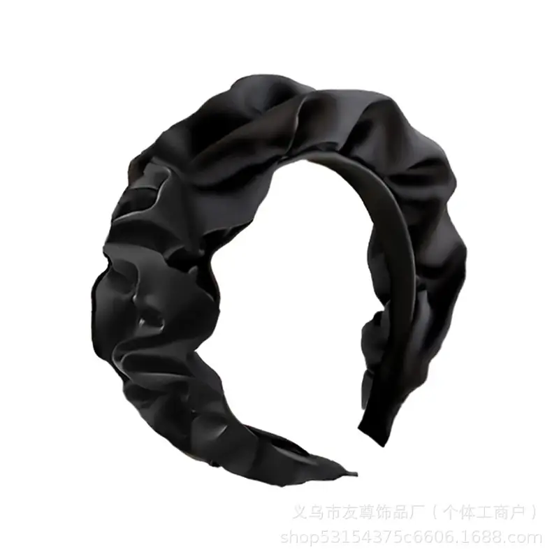 Wide Pleated Hair Band 6cm Black Cranial Top for Women - Image 69