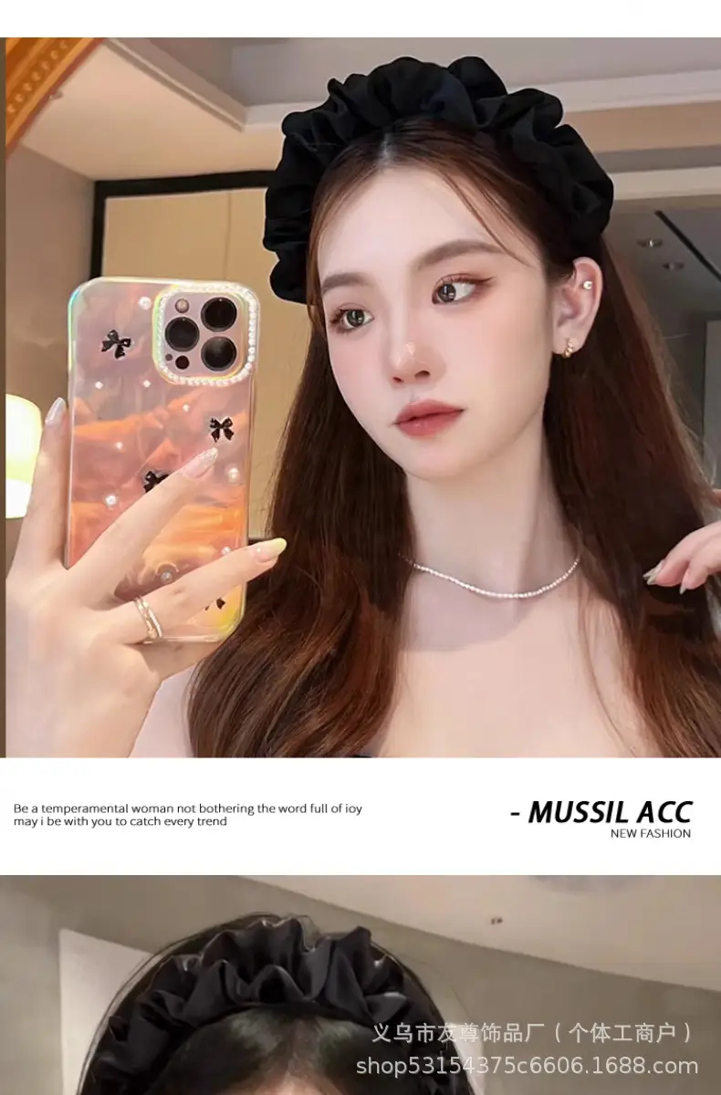 Wide Pleated Hair Band 6cm Black Cranial Top for Women — feature 7