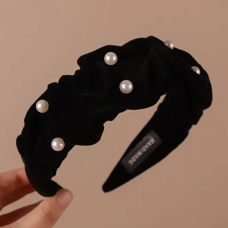 Wide Pleated Hair Band 6cm Black Cranial Top for Women - Image 12