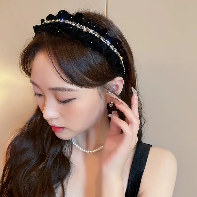 Wide Pleated Hair Band 6cm Black Cranial Top for Women - Image 23