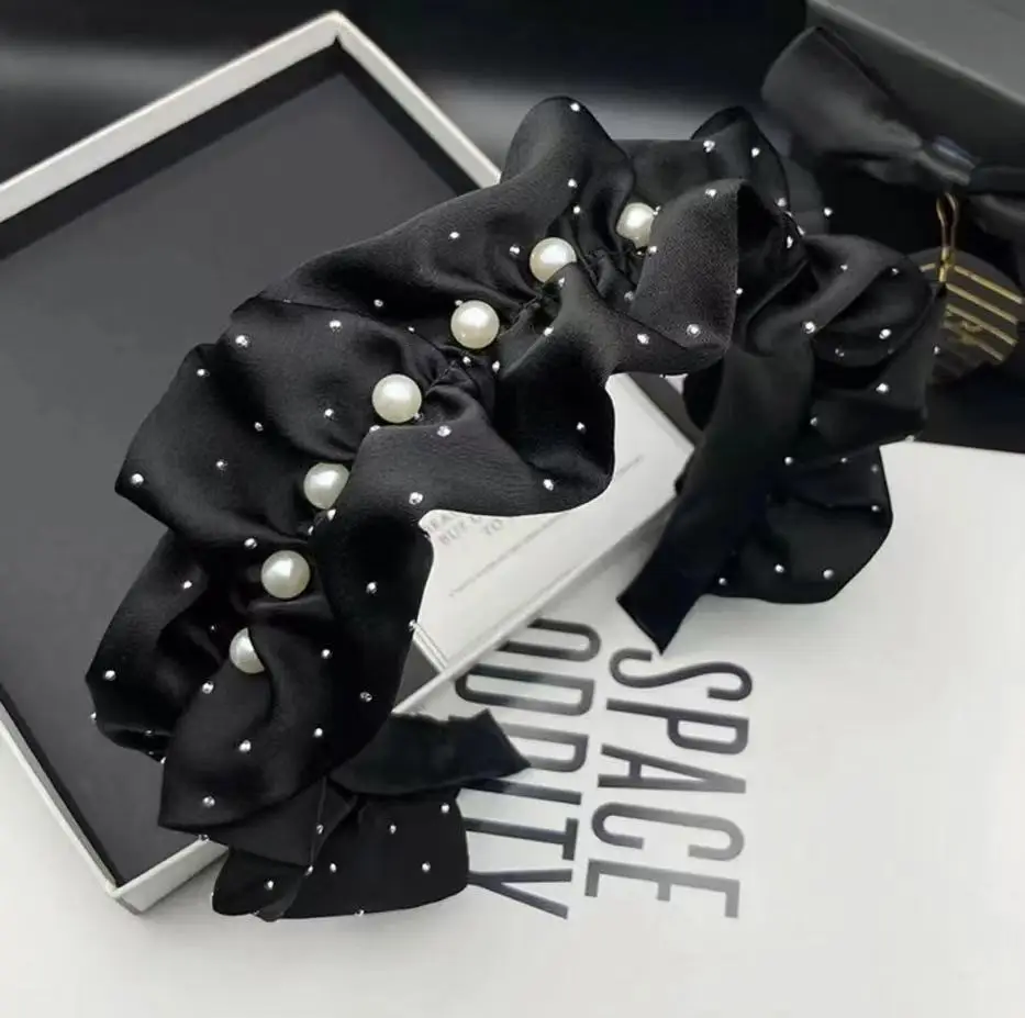 Wide Pleated Hair Band 6cm Black Cranial Top for Women - Image 26