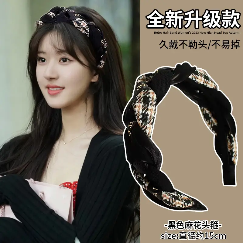 Wide Pleated Hair Band 6cm Black Cranial Top for Women - Image 30