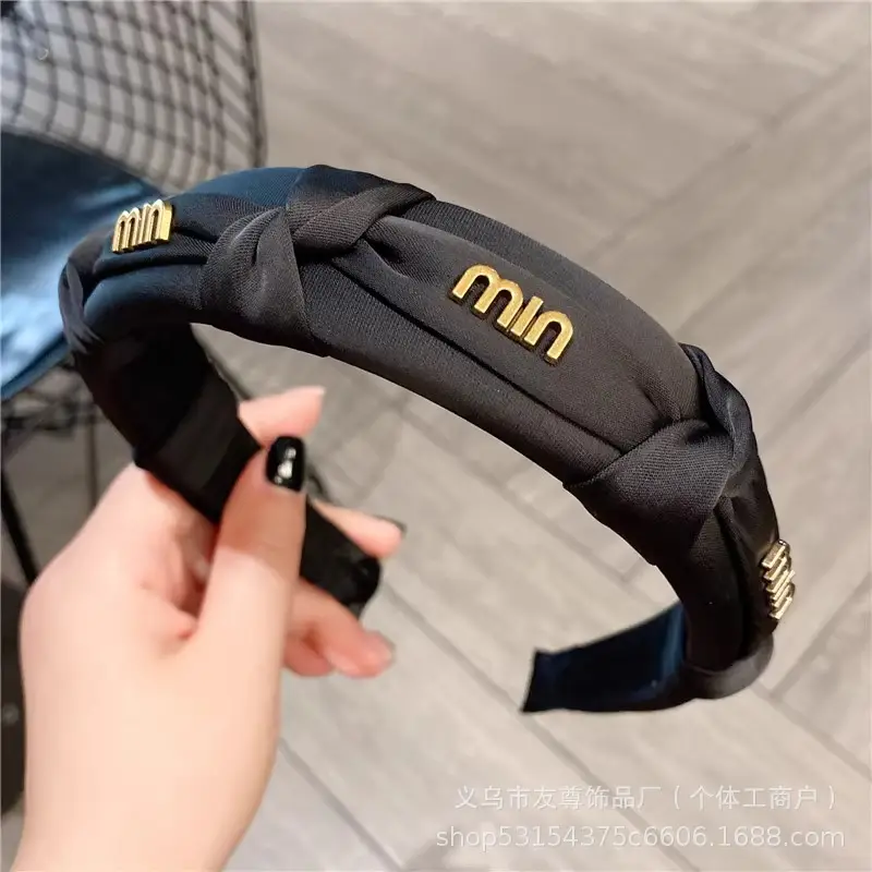 Wide Pleated Hair Band 6cm Black Cranial Top for Women - Image 39