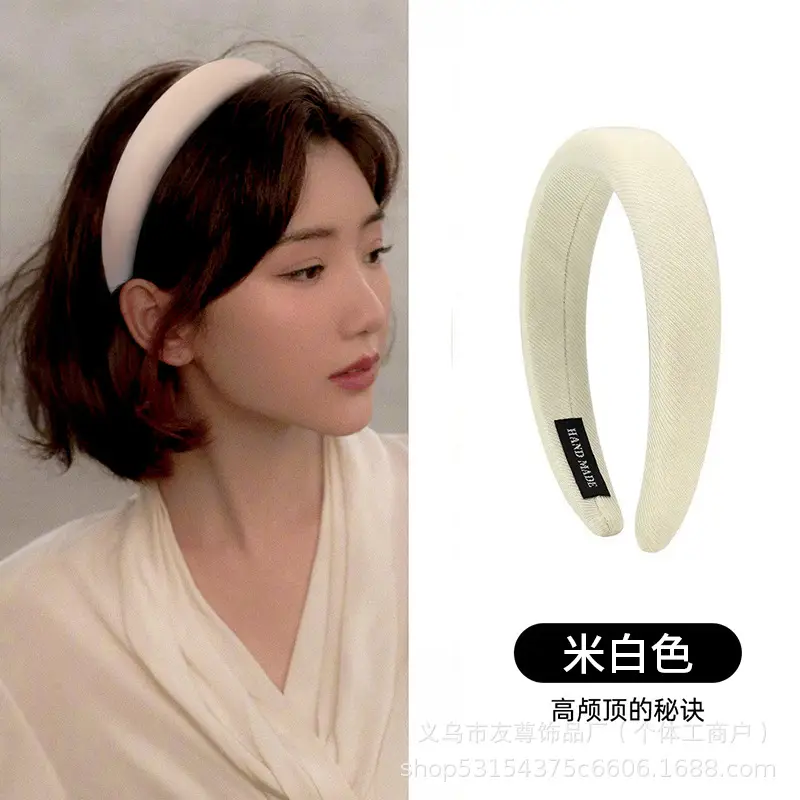 Wide Pleated Hair Band 6cm Black Cranial Top for Women - Image 46