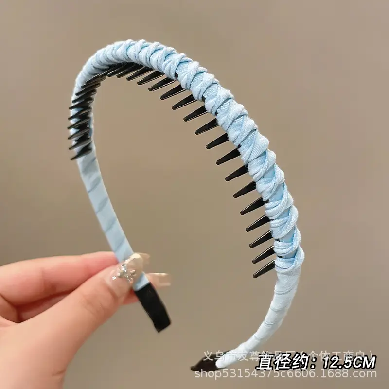 Wide Pleated Hair Band 6cm Black Cranial Top for Women - Image 60