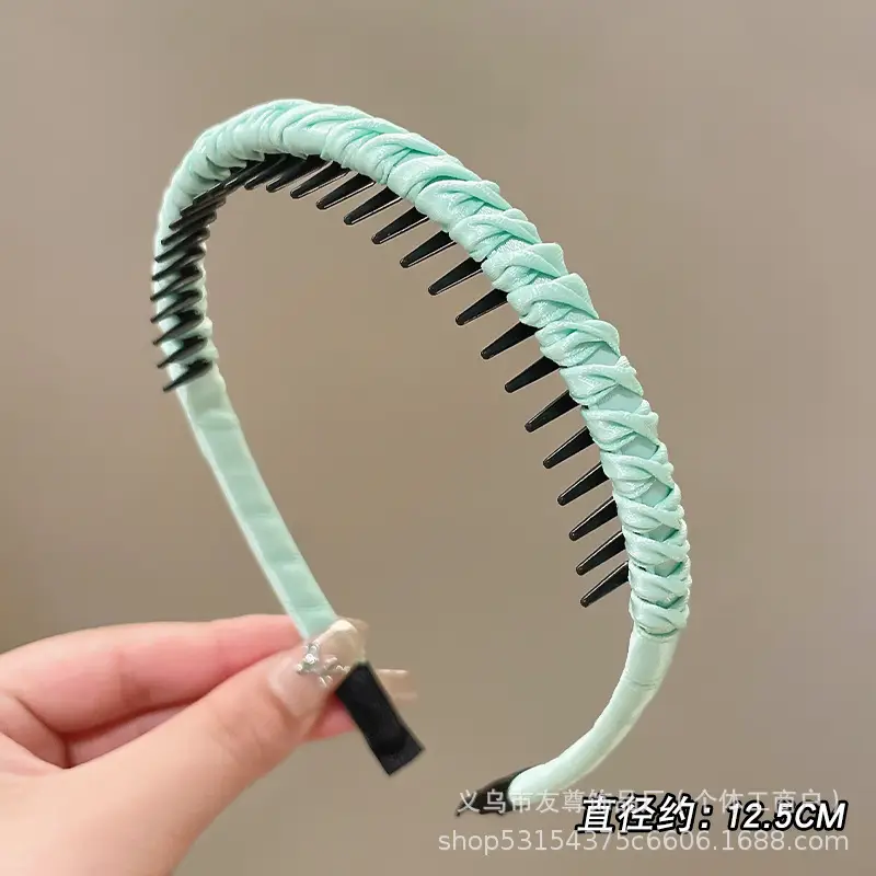 Wide Pleated Hair Band 6cm Black Cranial Top for Women - Image 61