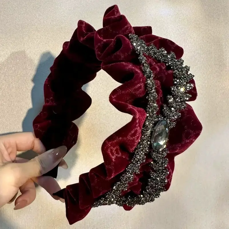 Wide Pleated Hair Band 6cm Black Cranial Top for Women - Image 8