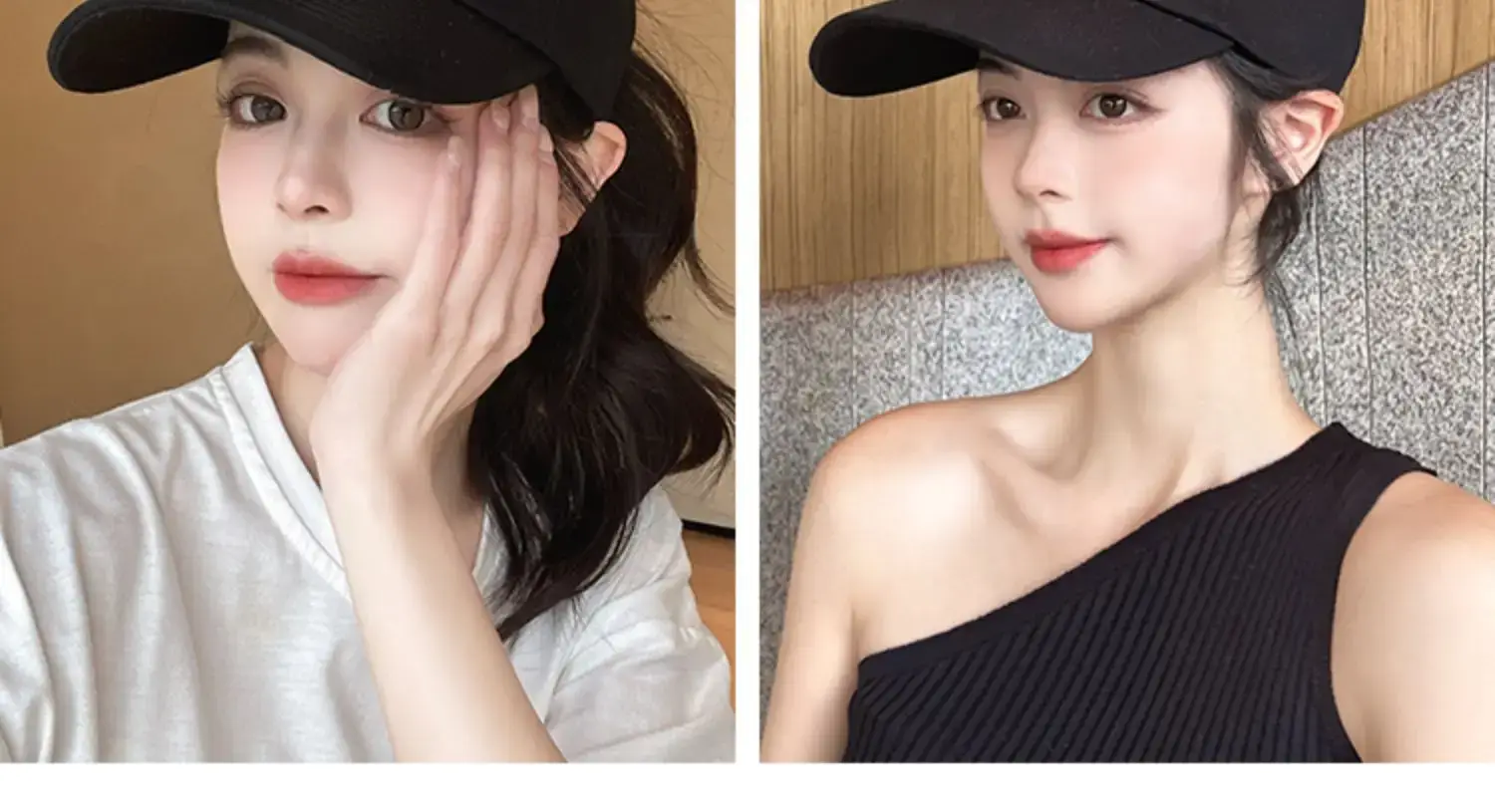 Women's Black One-Sleeve Baseball Cap with Sunshade — feature 12