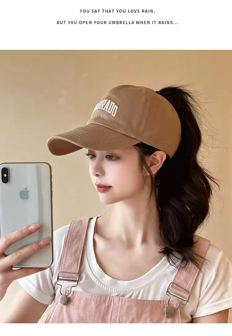 Women's Black One-Sleeve Baseball Cap with Sunshade — feature 13