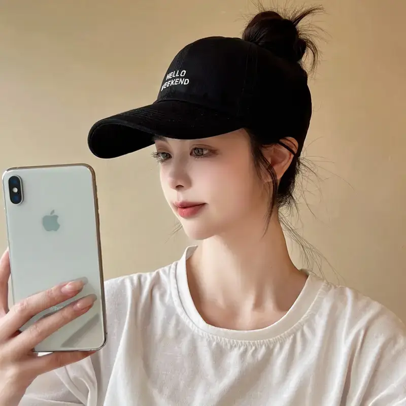Women's Black One-Sleeve Baseball Cap with Sunshade - Image 5