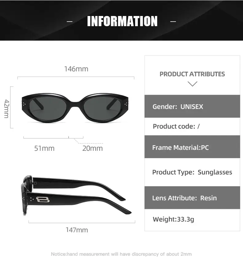 Korean Style Rice Nail Irregular Cat's Eye Sunglasses Black — feature 12