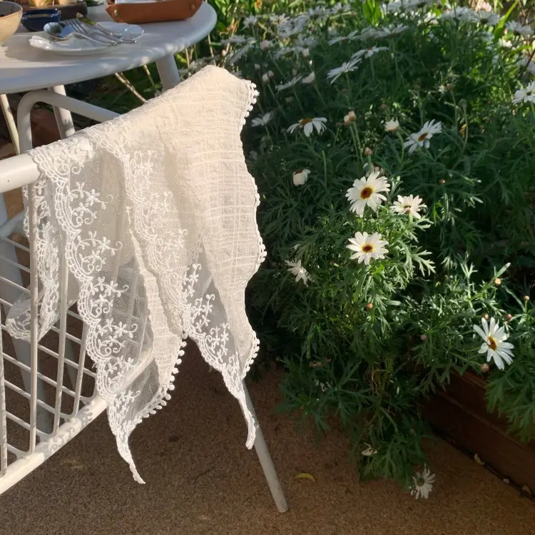 French Lace Triangle Scarf Beige Western Decorative Headscarf