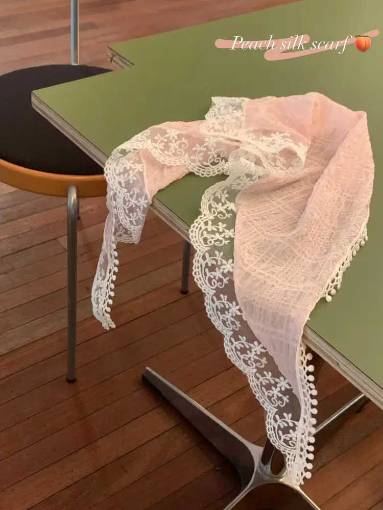French Lace Triangle Scarf Beige Western Decorative Headscarf — feature 7