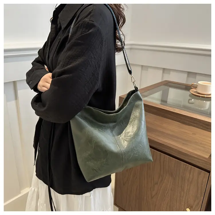 Brown Leather Ethnic Shoulder Bag with Crossbody Strap — feature 15