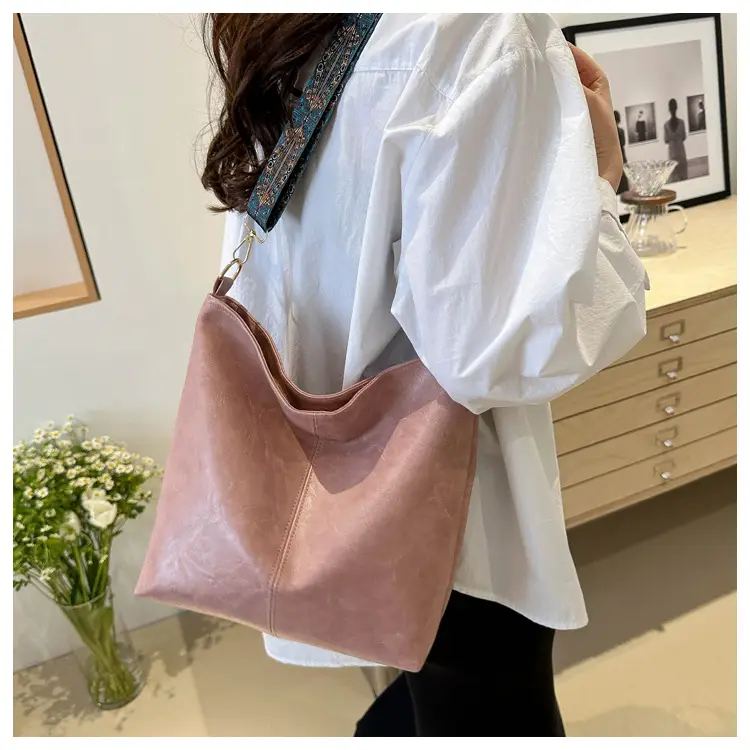 Brown Leather Ethnic Shoulder Bag with Crossbody Strap — feature 16
