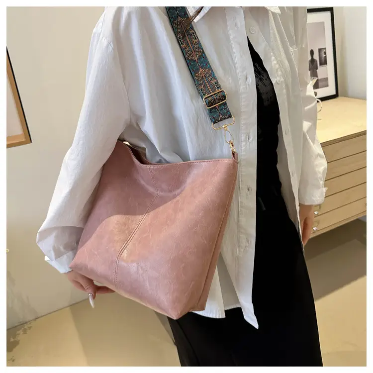 Brown Leather Ethnic Shoulder Bag with Crossbody Strap — feature 17