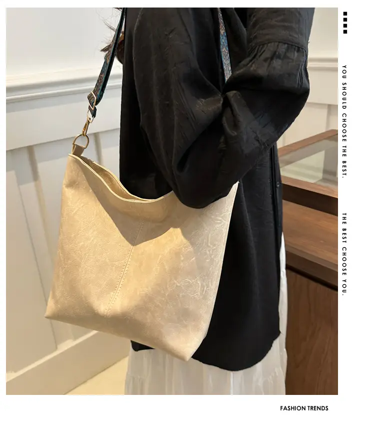 Brown Leather Ethnic Shoulder Bag with Crossbody Strap — feature 2