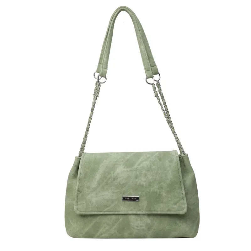 Green Velvet Chain Shoulder Bag for Women - Image 7