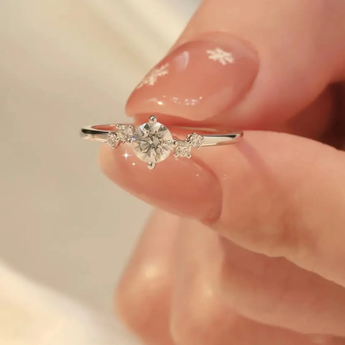 S925 Sterling Silver Four Claw Moissanite Wedding Ring - Image 3