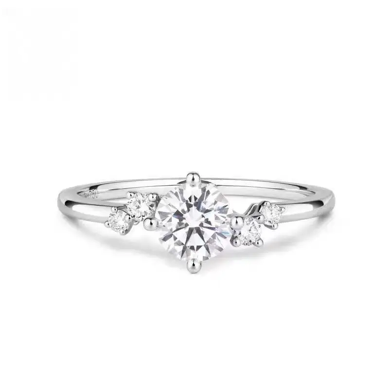 S925 Sterling Silver Four Claw Moissanite Wedding Ring - Image 5