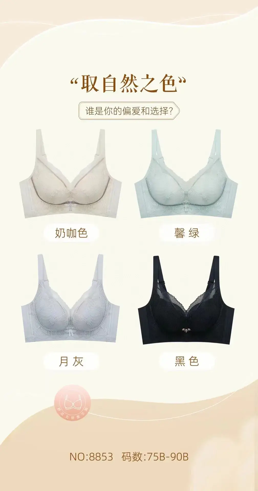 Tianzifang 8853 Push-Up Silk Lining B-Cup Bra Medium Thick — feature 1