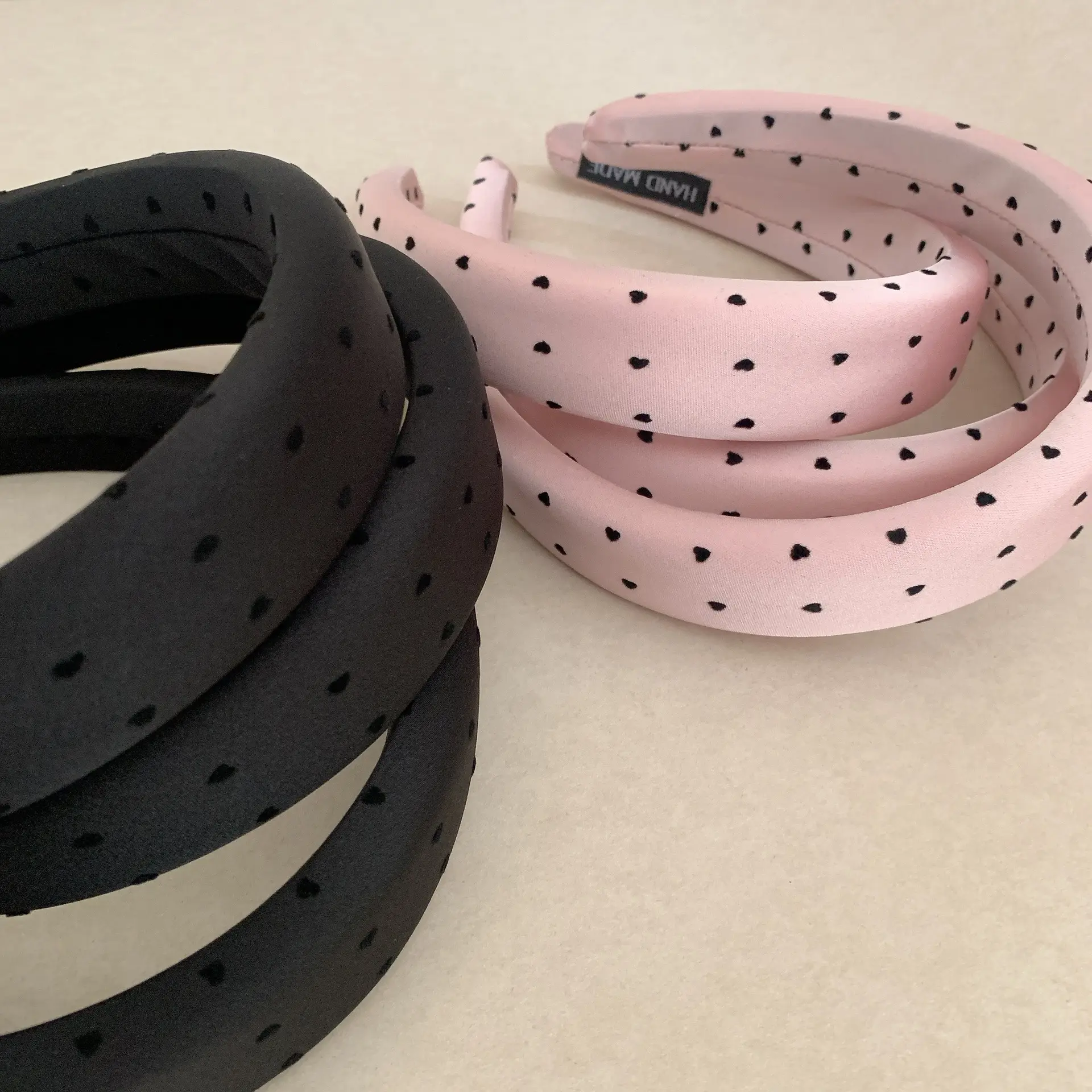 Black Satin Hair Band with Wave Design - Image 5