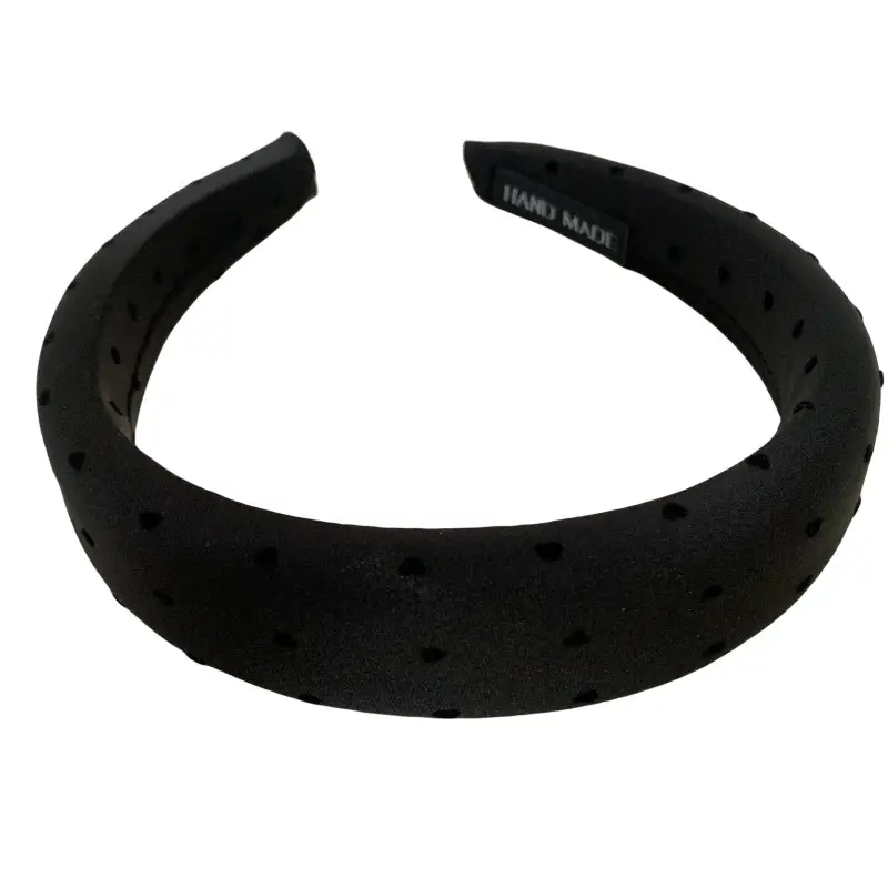 Black Satin Hair Band with Wave Design - Image 7