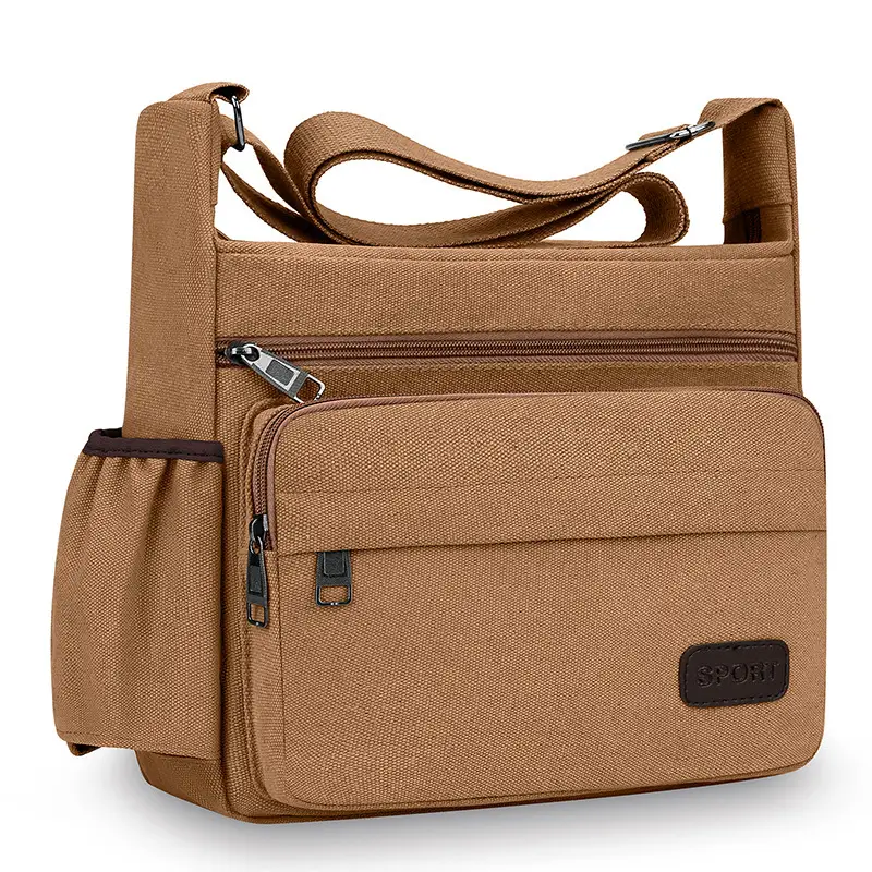 Men's Black Canvas Shoulder Bag Large Capacity Washable - Image 2