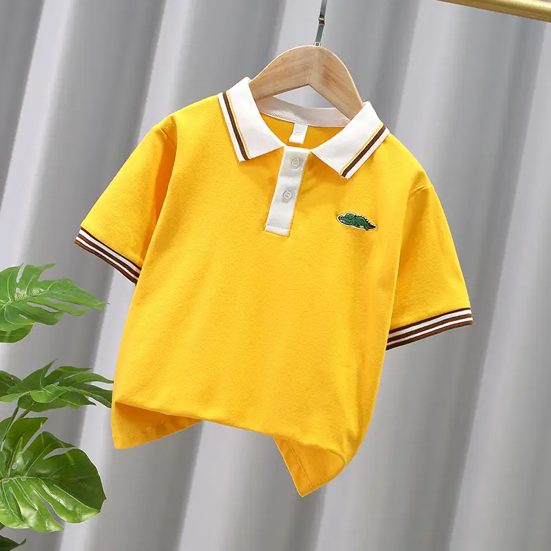 Boys' Yellow Polo T-Shirt Short Sleeve Summer 25 - Image 2