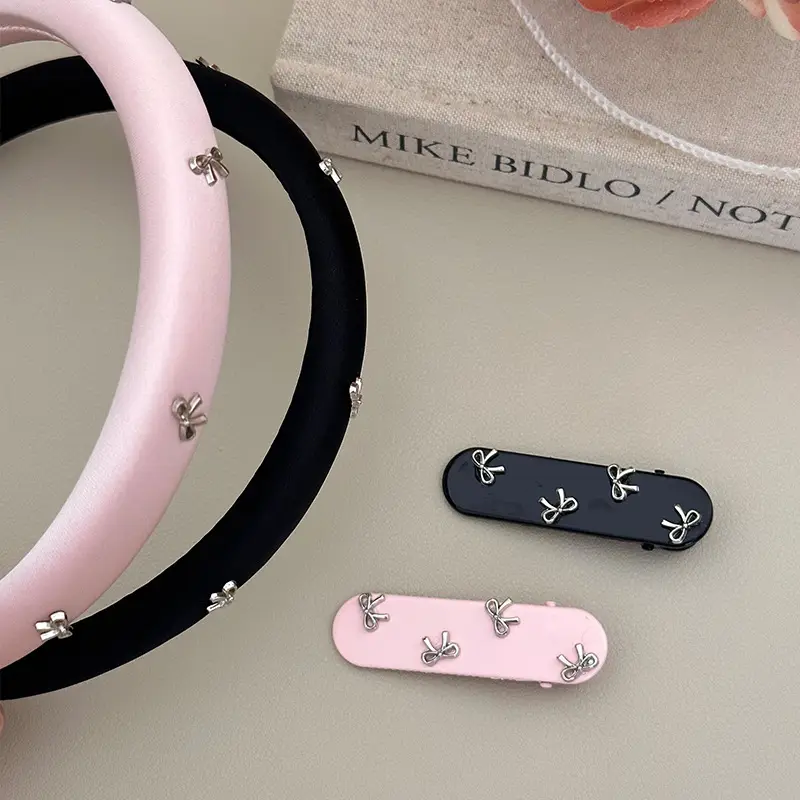 Pink French Style Retro Bow Headband for Women - Image 5