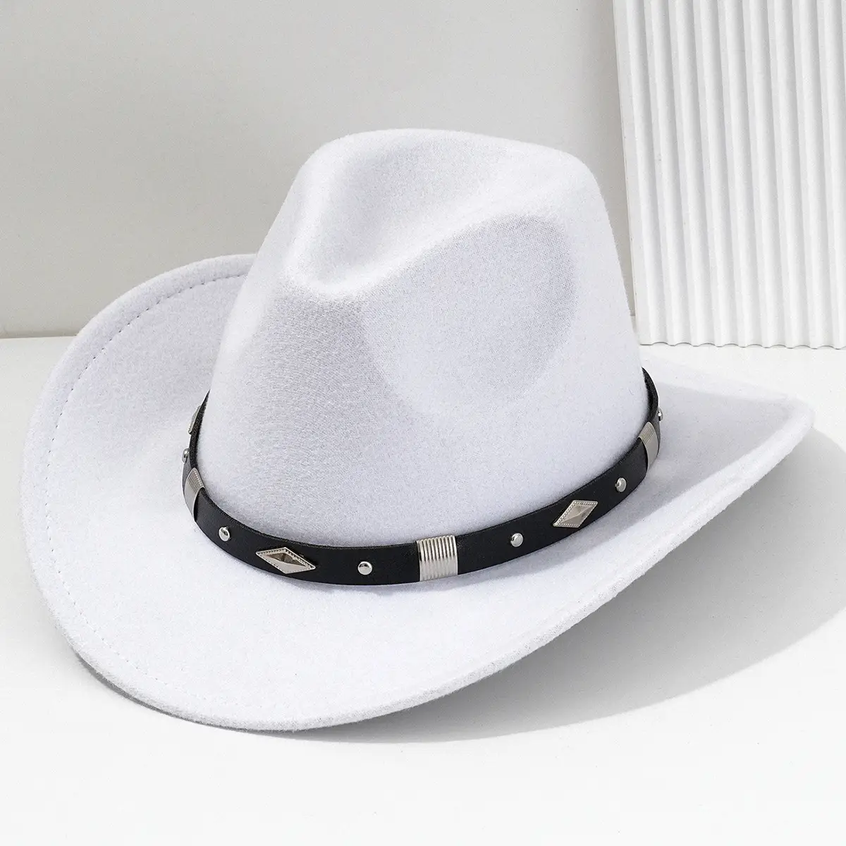 Men's Brown Felt Concert Hat with Metal Belt - Image 14