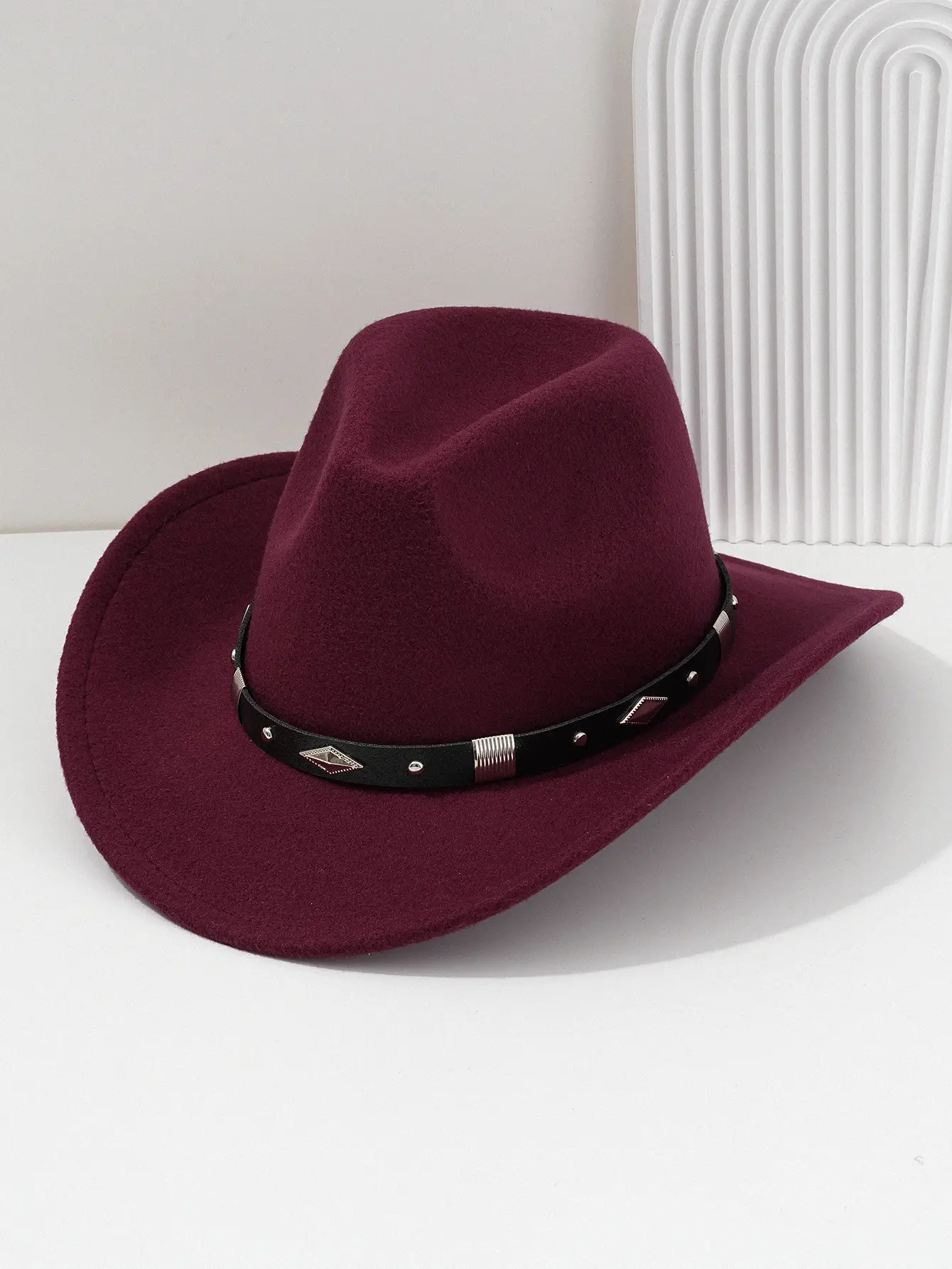 Men's Brown Felt Concert Hat with Metal Belt — feature 10