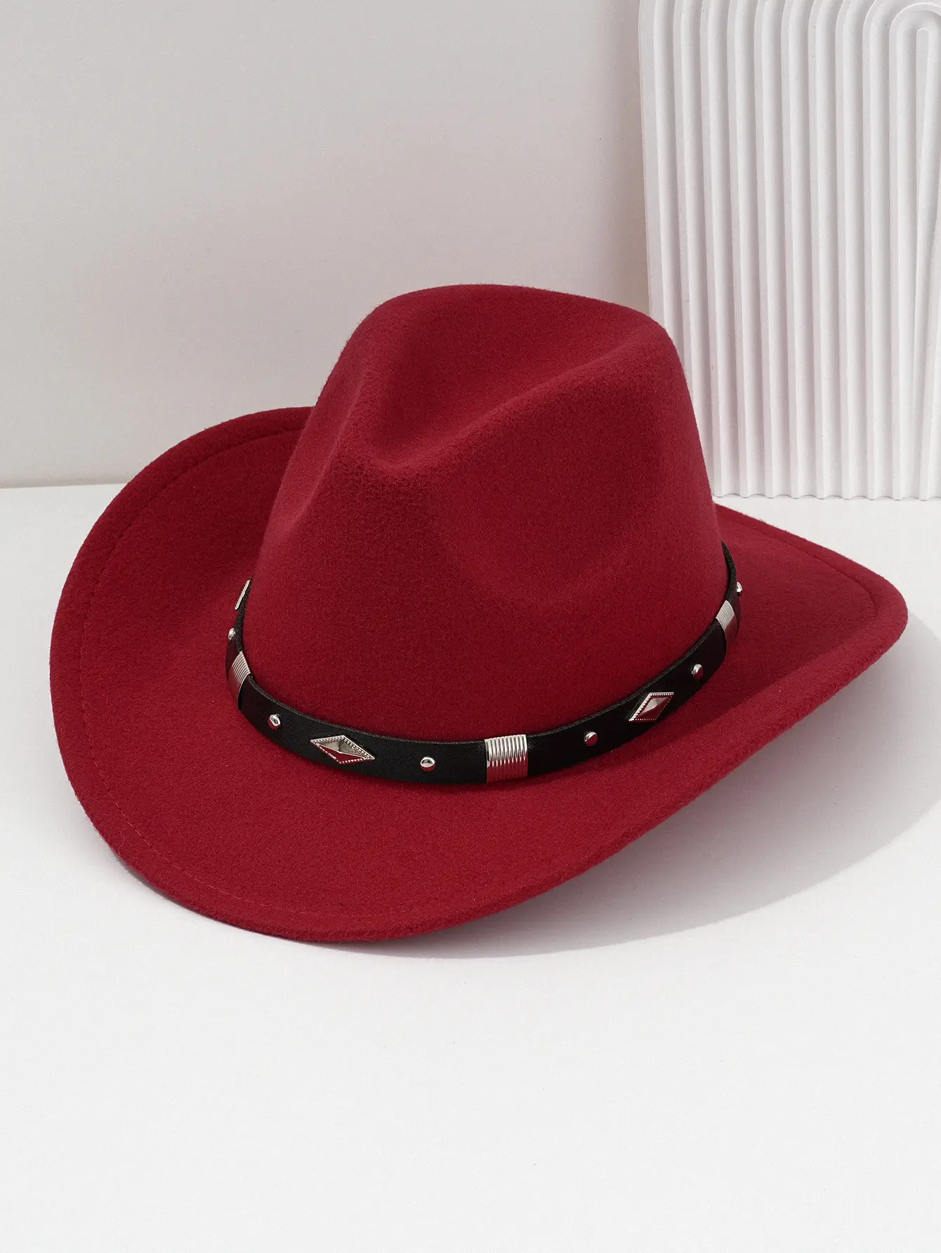 Men's Brown Felt Concert Hat with Metal Belt — feature 13