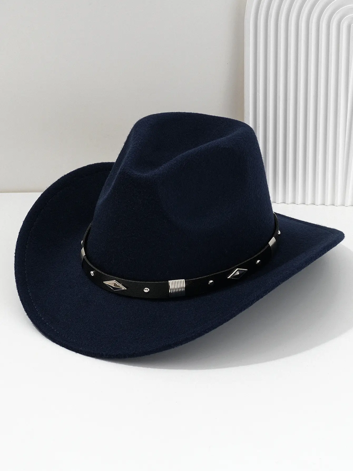 Men's Brown Felt Concert Hat with Metal Belt — feature 5