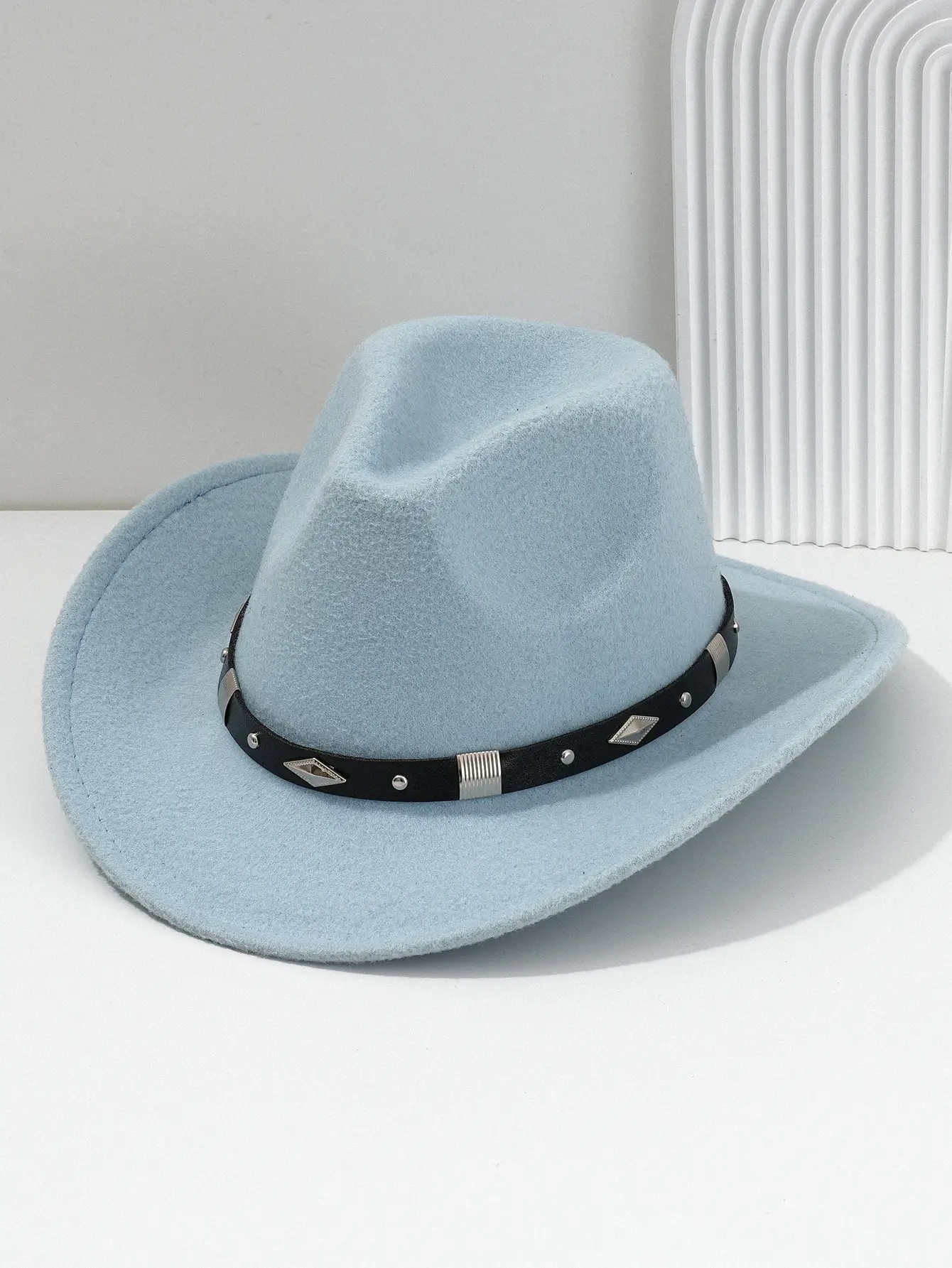 Men's Brown Felt Concert Hat with Metal Belt — feature 6