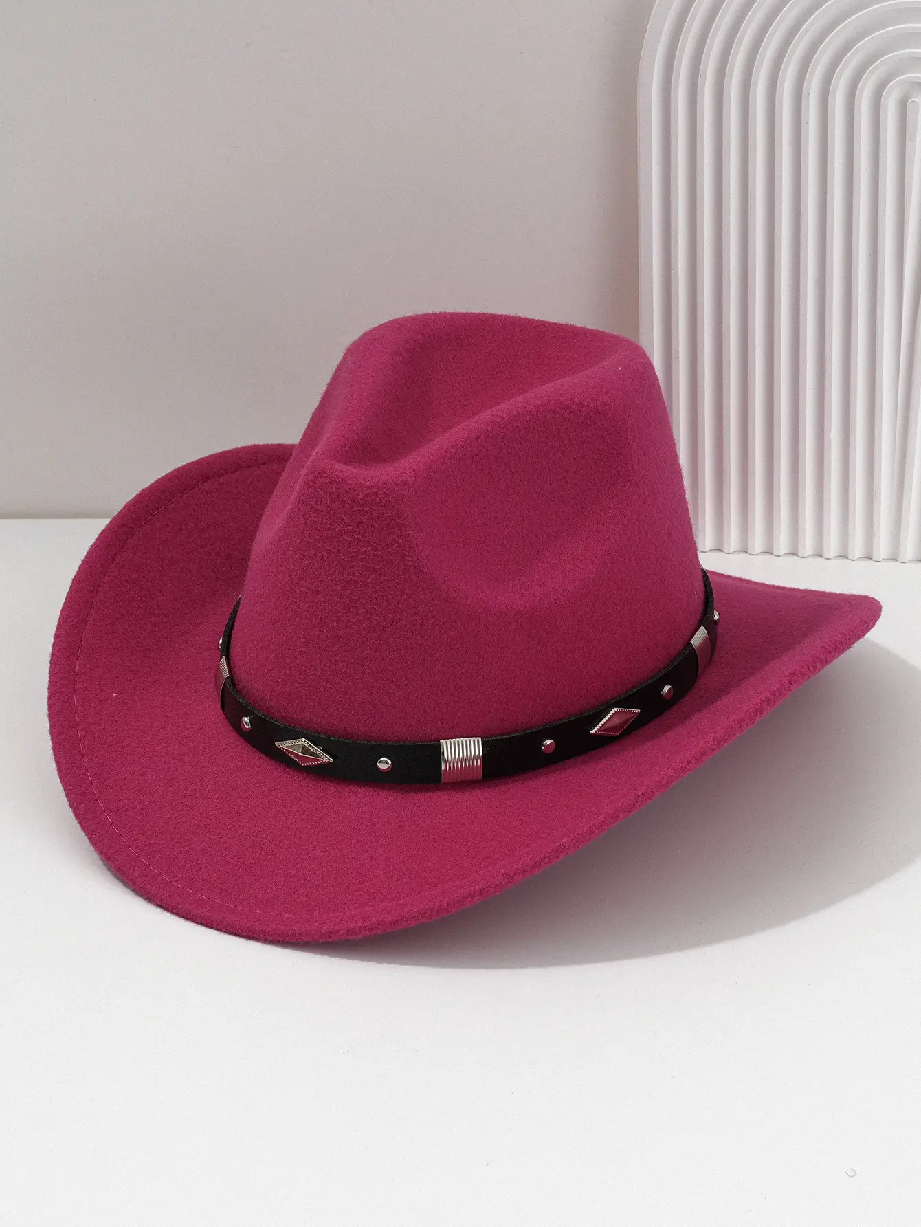 Men's Brown Felt Concert Hat with Metal Belt — feature 7